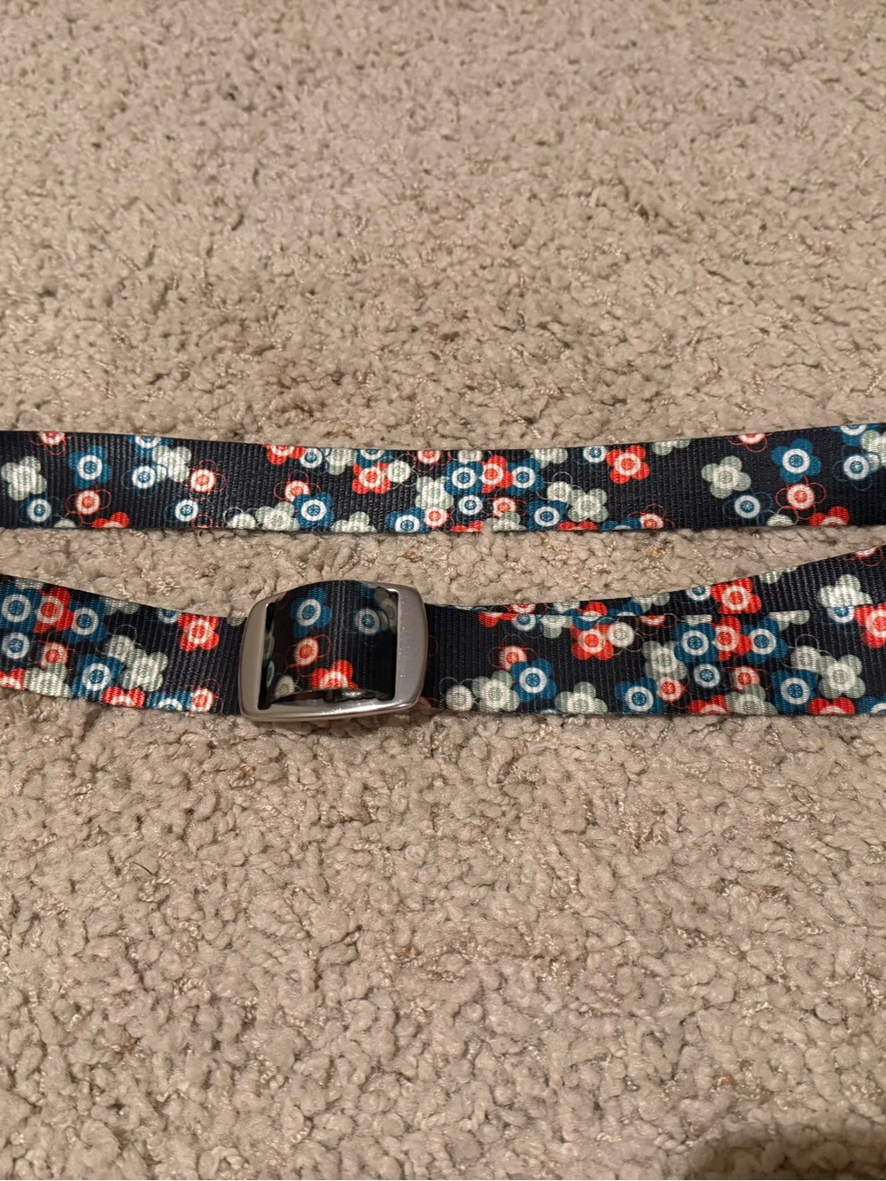 Croakies Flower Ribbon Belt with Multicolor Circles &  Silver Accents adjustable
